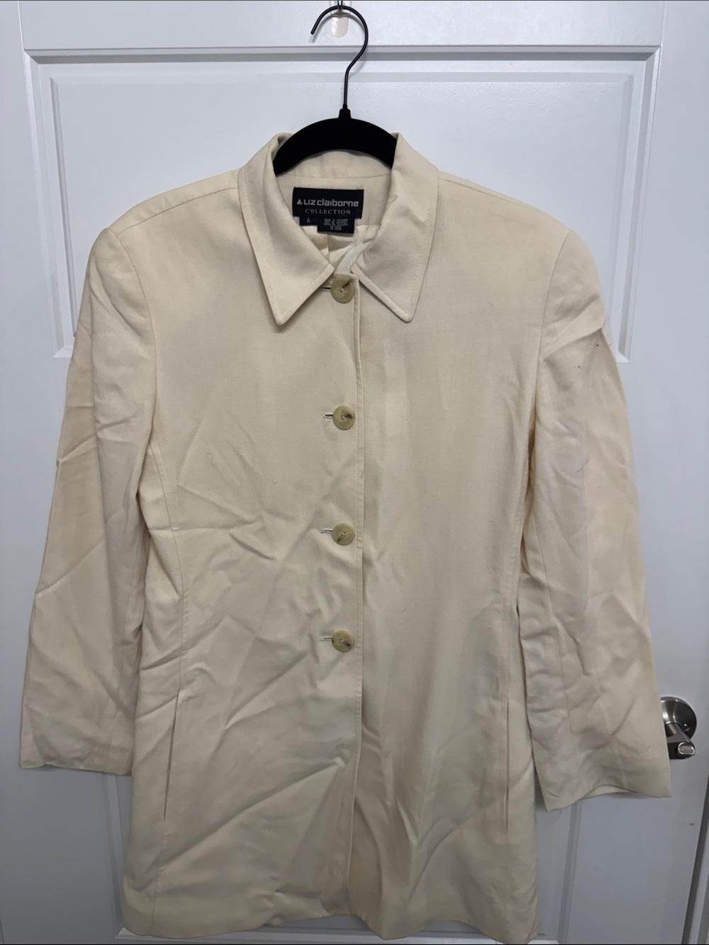 Vintage Liz Claiborne Cream Blazer Size 6 - SHATNEZ FREE Certified Kosher